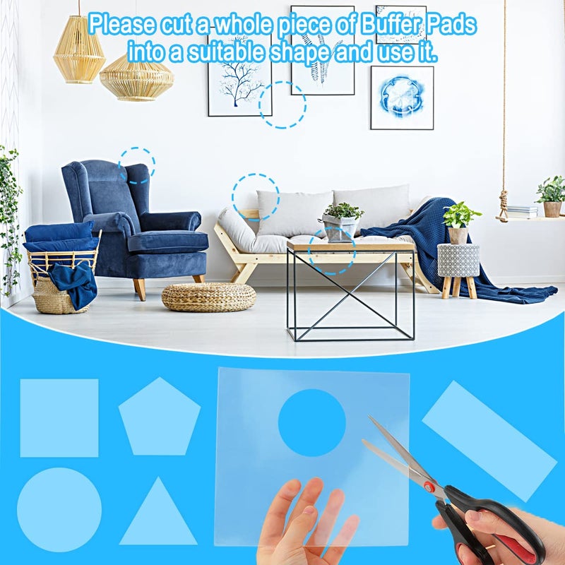 Xfenvs Cuttable Cabinet Door Bumpers, Premium Clear Soft Bumper Pads, Strong Self-Adhesive Furniture Pads Suitable for Many Furniture and Appliances Sound Dampening Buffer Pads (5.9""x 6.3""x 0.08"", 2 PCS) - Image 2